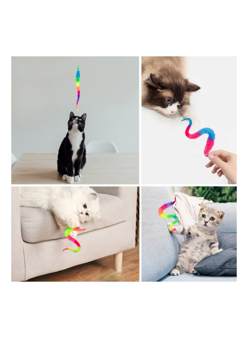 SYOSI 6 Pieces Rainbow Fuzzy Worm Toys Tricky Caterpillar Colorful Seahorse Worms on String Bulk Carnival Party Favors for Kid Cat - Image 3