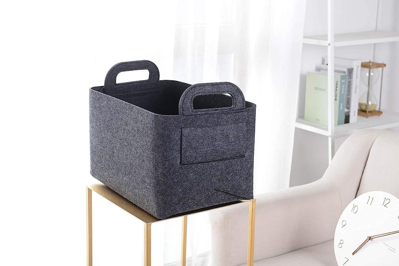 Renva Felt Storage Basket for Organizing, Large Fabric Collapsible Storage Bins with Handles, Foldable Storage Basket Bins, Perfect for Shelves, Closet, Books, Clothes Organizing - Image 2