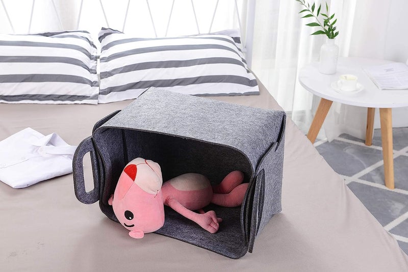 Renva Felt Storage Basket for Organizing, Large Fabric Collapsible Storage Bins with Handles, Foldable Storage Basket Bins, Perfect for Shelves, Closet, Books, Clothes Organizing - Image 4