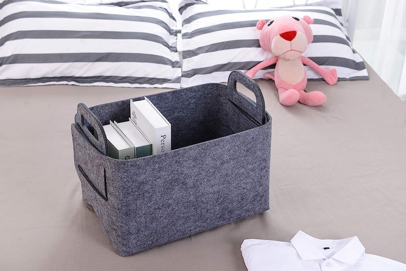 Renva Felt Storage Basket for Organizing, Large Fabric Collapsible Storage Bins with Handles, Foldable Storage Basket Bins, Perfect for Shelves, Closet, Books, Clothes Organizing - Image 5