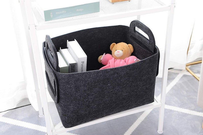 Renva Felt Storage Basket for Organizing, Large Fabric Collapsible Storage Bins with Handles, Foldable Storage Basket Bins, Perfect for Shelves, Closet, Books, Clothes Organizing - Image 3