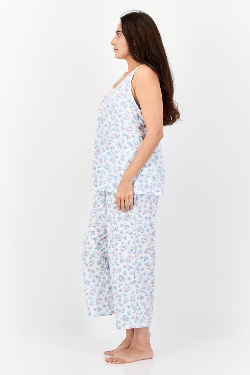 Celestial Dreams Women 2Pc Set Floral Print Pajama, Multicolor - Image 3