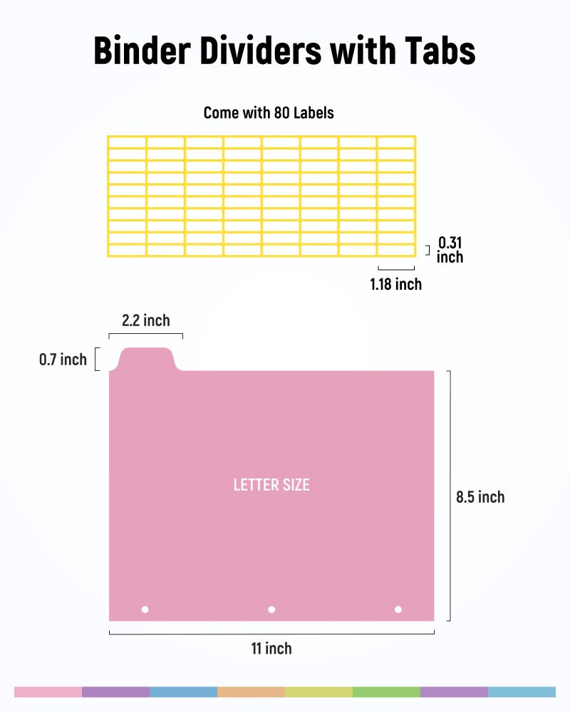BiuLeon [32Pcs/4Set- 8 Tab] Binder Dividers with Tabs, Plastic Dividers for 3 Ring Binder, Letter Size Binder Tabs for Organizing School Office Home Files, Write&Erase Notebook/Page Dividers - Image 2