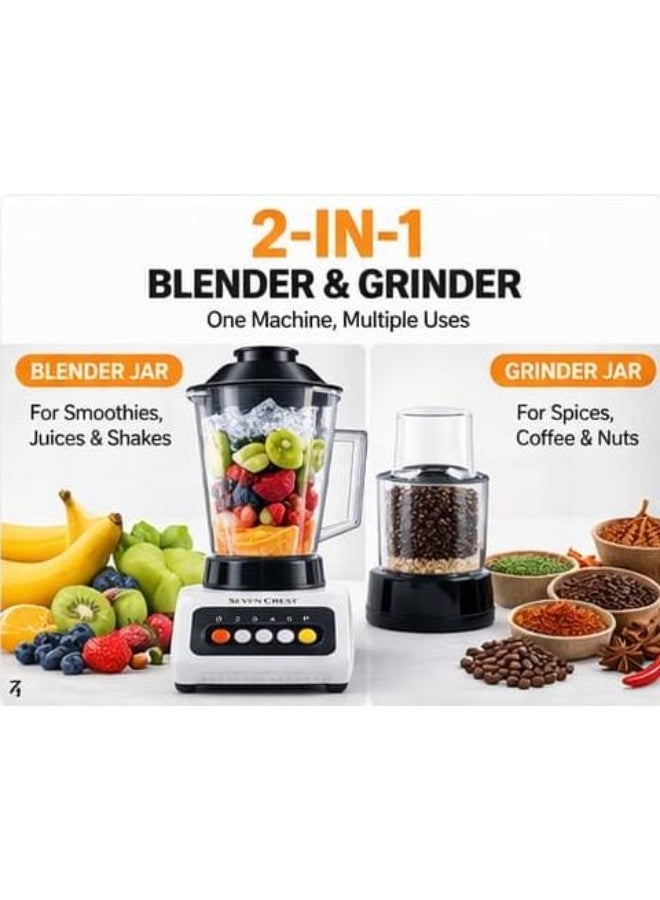 Seven CREST 2 in 1 Blender and Grinder 450W Kitchen Blender 1.5L Large Capacity Multi Function Smoothie Juicer Ice Crushing and Spice Grinder - Image 4