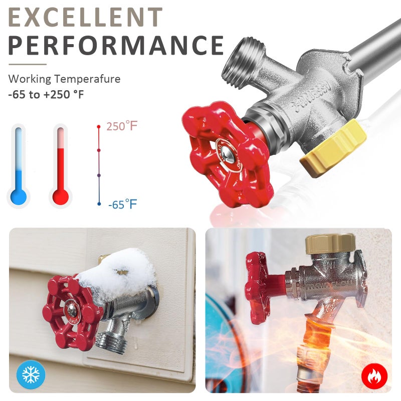Young dance 12inch Anti-Siphon Frost Free Sillcock, No Lead Brass Frost Proof Outdoor Faucet Bib with Backflow Preventer, 1/2" Push-to-Fit Connector X 3/4 Inch Hose Bibb Frost Free Spigot - Image 5