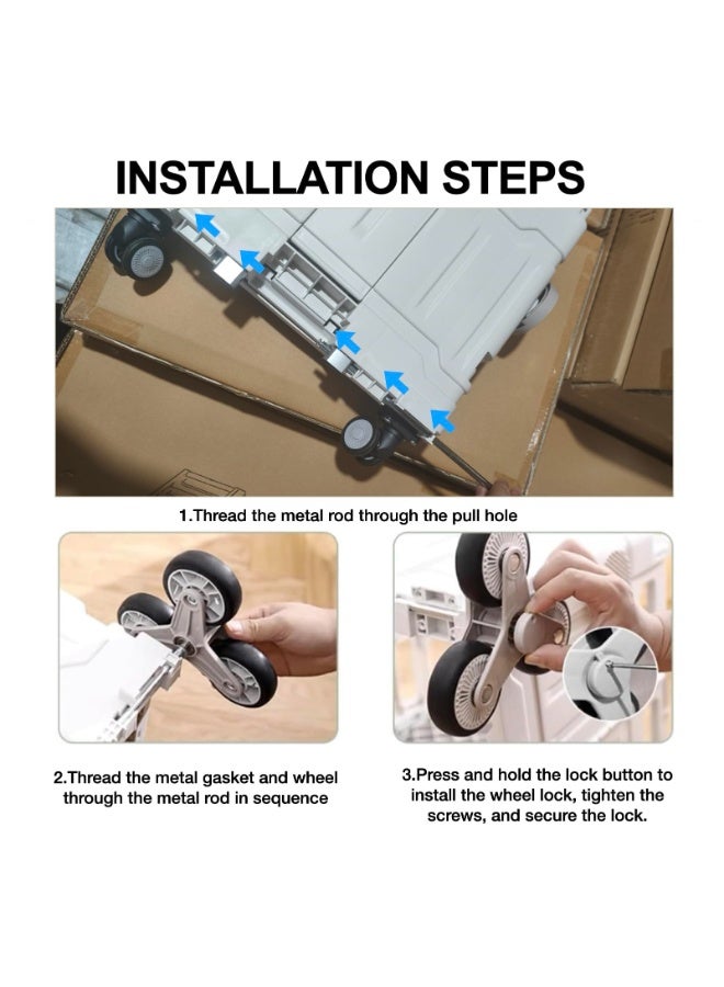 XVersion Shopping Trolley Foldable Utility Cart Foldable 8-Wheel Stair Climbing Trolley – Folding Grocery Cart & Grocery Carts, Shopping Trolley with Lid, Portable Heavy Duty Supermarket Trolley Cart, 75L Foldable Shopping Cart for Home, Office & Camping - Image 3