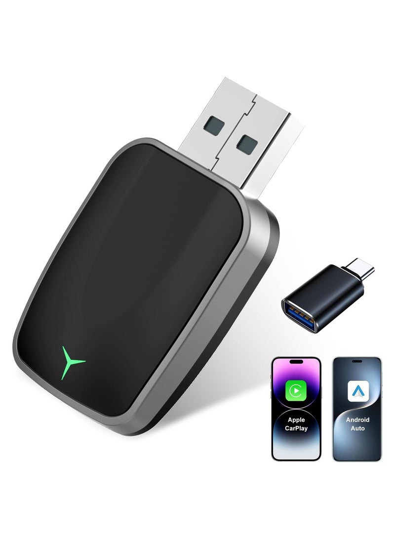 Wireless CarPlay Adapter for iPhone – Plug & Play CarPlay Dongle – Converts Wired CarPlay to Wireless – Fast Auto-Connect, Low Latency, USB-A & USB-C Compatible – English Manual Included  - Image 1