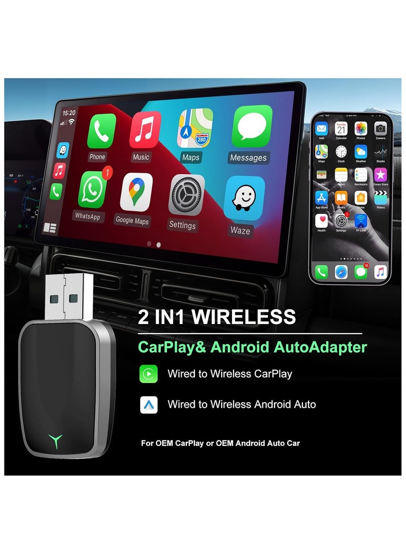 Wireless CarPlay Adapter for iPhone – Plug & Play CarPlay Dongle – Converts Wired CarPlay to Wireless – Fast Auto-Connect, Low Latency, USB-A & USB-C Compatible – English Manual Included  - Image 2