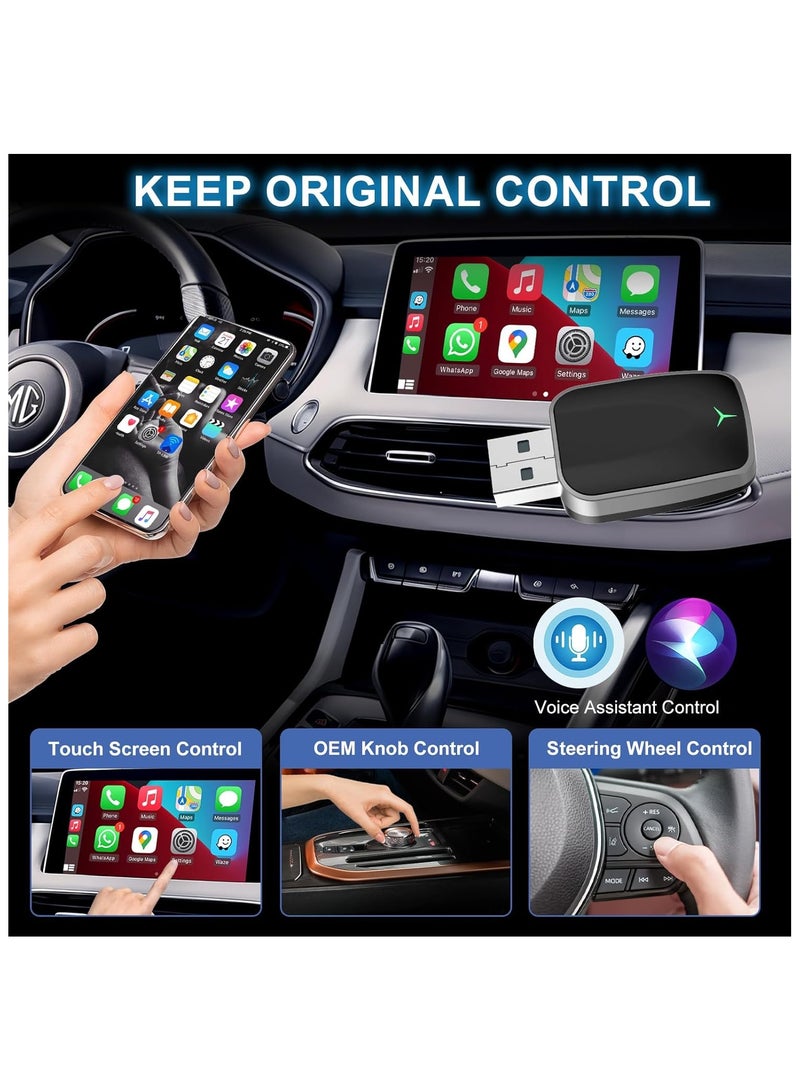 Wireless CarPlay Adapter for iPhone – Plug & Play CarPlay Dongle – Converts Wired CarPlay to Wireless – Fast Auto-Connect, Low Latency, USB-A & USB-C Compatible – English Manual Included  - Image 4