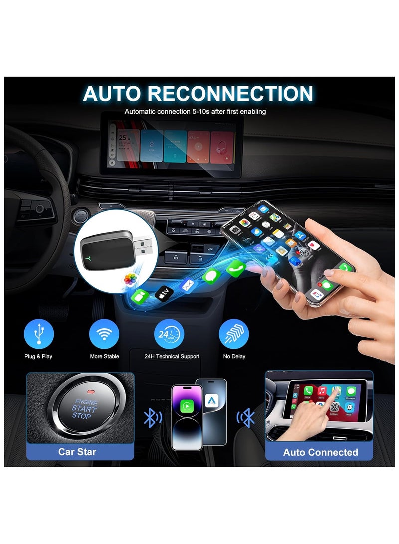 Wireless CarPlay Adapter for iPhone – Plug & Play CarPlay Dongle – Converts Wired CarPlay to Wireless – Fast Auto-Connect, Low Latency, USB-A & USB-C Compatible – English Manual Included  - Image 5