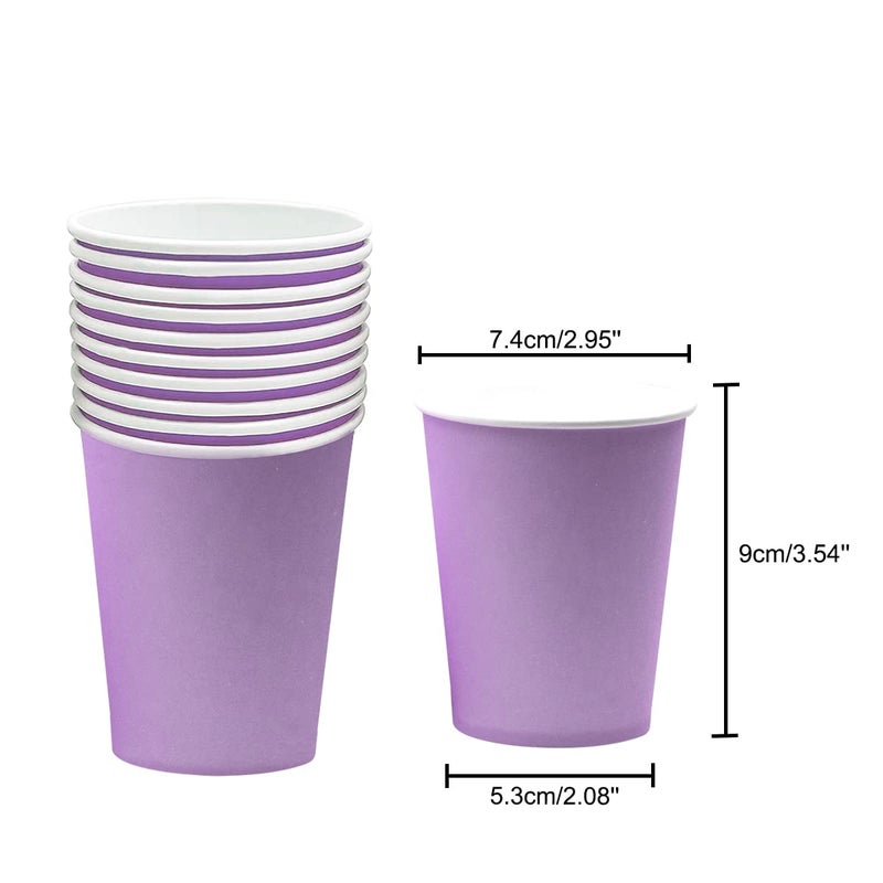 Yuxitia Disposable Paper Cups 60pcs Color Paper Cups For DIY Wedding Party Picnic BBQ Travel and Event 8OZ (Light purple) - Image 2
