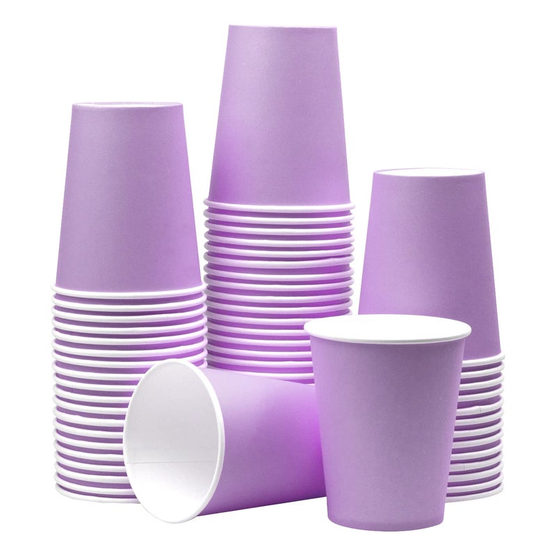 Yuxitia Disposable Paper Cups 60pcs Color Paper Cups For DIY Wedding Party Picnic BBQ Travel and Event 8OZ (Light purple) - Image 1