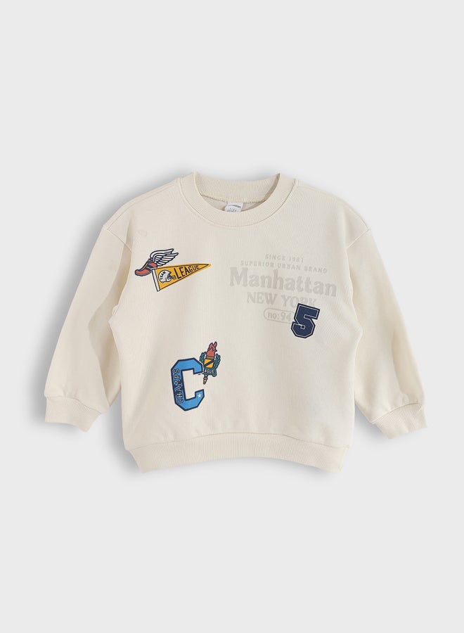 LC WAIKIKI Baby Boys Printed Boys Crewneck Sweatshirt and Sweatpants 2 Pack - Image 2