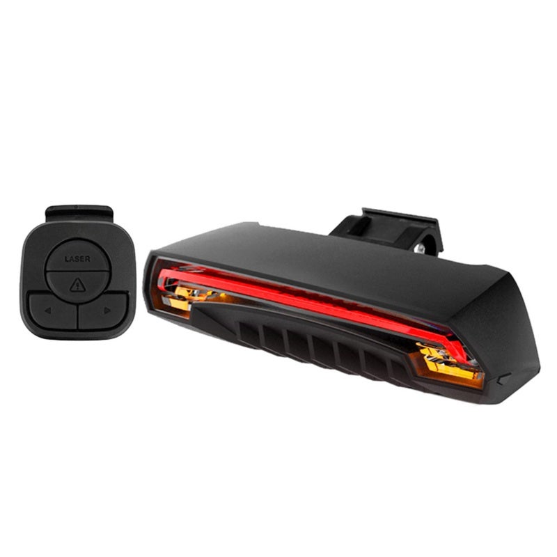 Meilan Bicycle Tail Light: Black 2000mAh USB Rechargeable - Wireless Remote Control With Turn Signal & Auto Day/Night Detection For Cyclists - Image 1