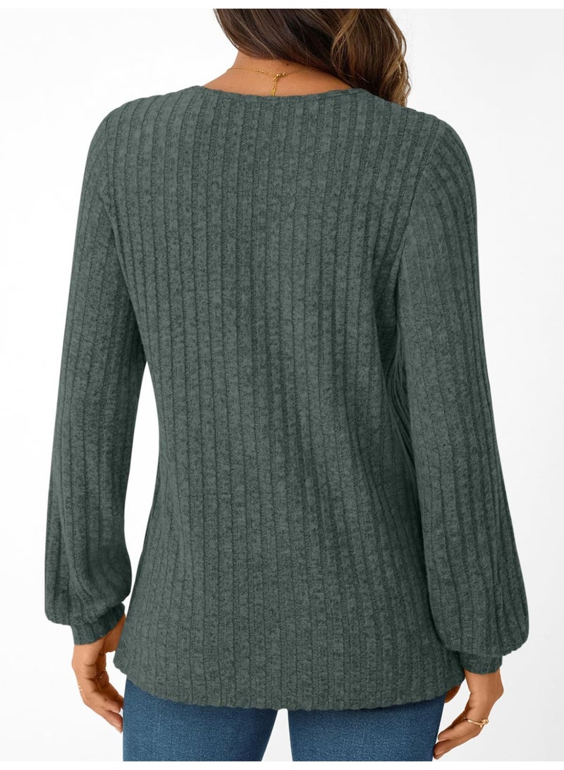 general Women Long Sleeve Shirts Fall V Neck Work Tops 2026 Fashion Tunic Sweaters Dressy Casual Winter Blouse Trendy Outfits - Image 2