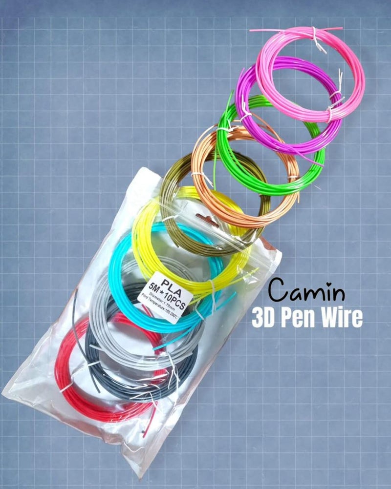 Camin PLA 3D Pen Filaments | 10 Colors x 5 mtr 3D Pen Filament Refills 1.75 mm PLA - Image 3