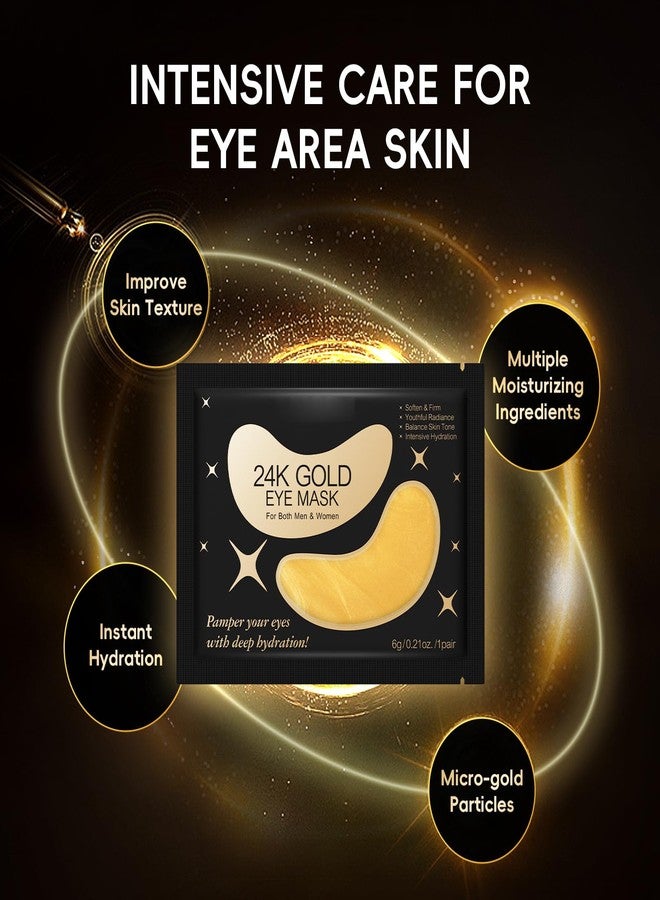 24K Gold Under Eye Patches with Collagen & Hyaluronic Acid, Eye Patches for Puffy Eyes and Dark Circles, Gentle Under eye Mask for All Skin Types, 24 Pairs - Image 2