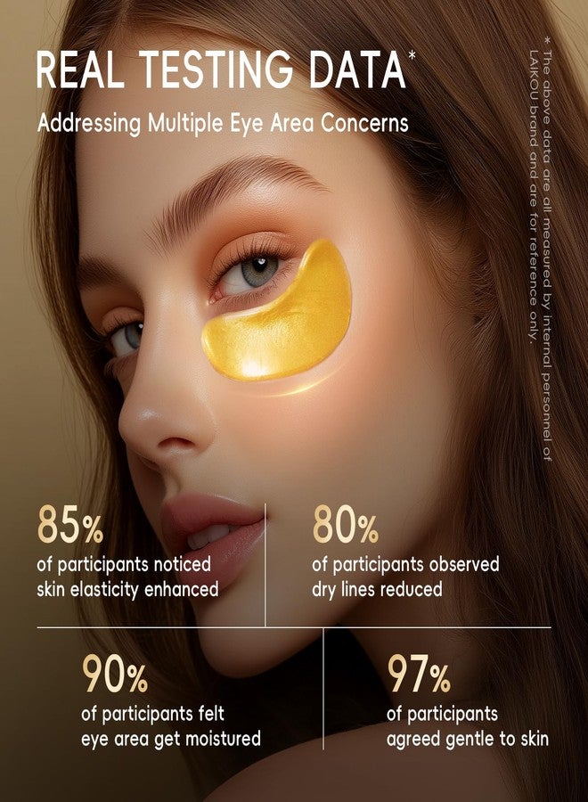 24K Gold Under Eye Patches with Collagen & Hyaluronic Acid, Eye Patches for Puffy Eyes and Dark Circles, Gentle Under eye Mask for All Skin Types, 24 Pairs - Image 3