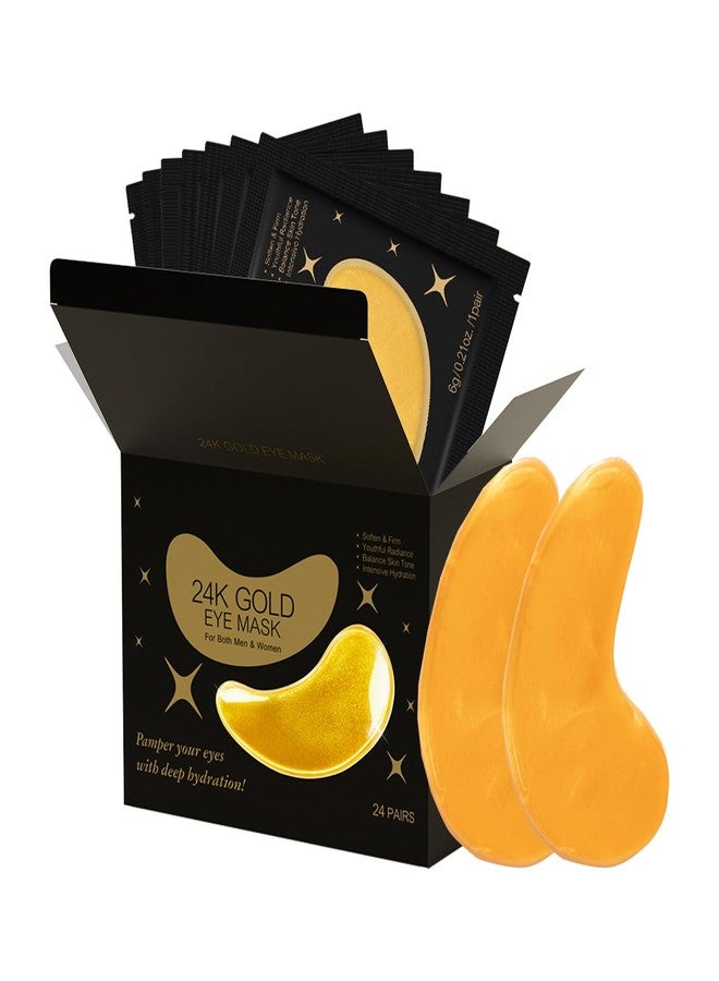 24K Gold Under Eye Patches with Collagen & Hyaluronic Acid, Eye Patches for Puffy Eyes and Dark Circles, Gentle Under eye Mask for All Skin Types, 24 Pairs - Image 1