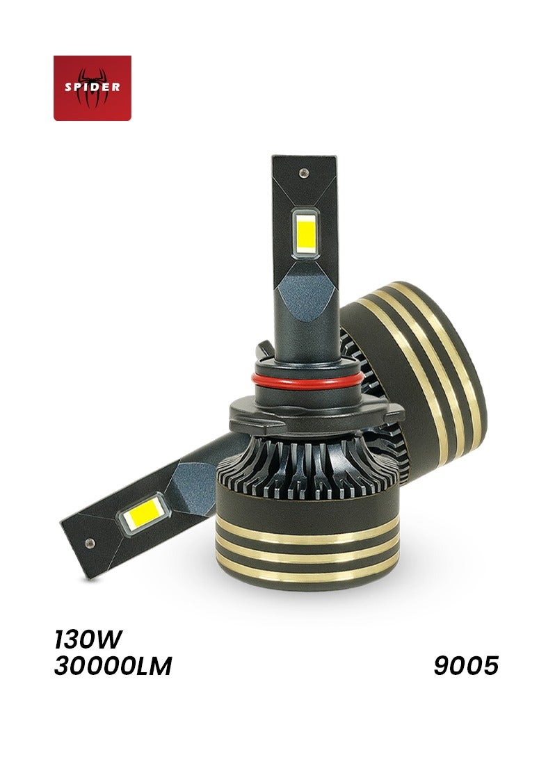 Spider M8 Pro LED Headlight Bulbs 130W 30000LM 6500K – High Brightness Car LED Headlights, IP65 Waterproof, Long Life >30,000 Hrs, Plug & Play Conversion Kit – 9005 - Image 4