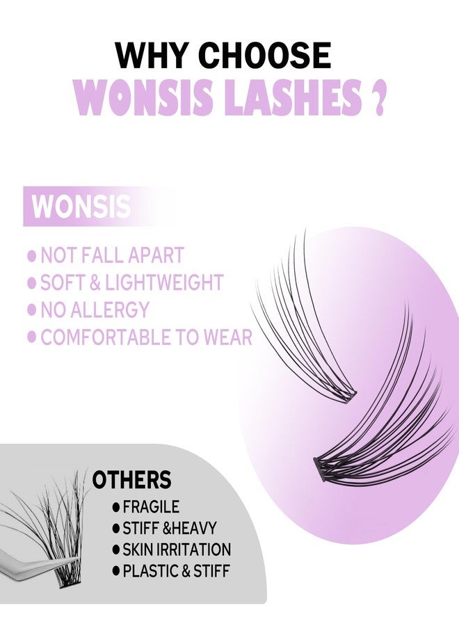 WONSIS Individual Lashes, Lash Clusters, 280 Pcs 10D/20D Mixed Individual Lash Extensions, Natural Soft Lightweight Reusable DIY Eyelash Extensions, Thickness 0.07mm C Curl False Eyelashes - Image 3