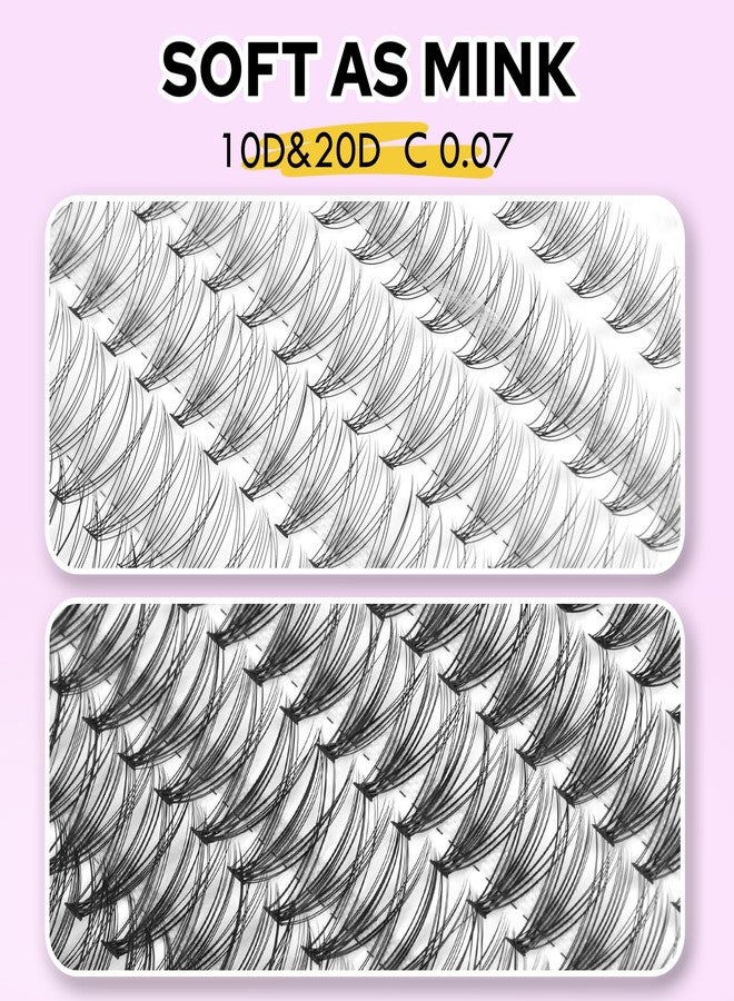 WONSIS Individual Lashes, Lash Clusters, 280 Pcs 10D/20D Mixed Individual Lash Extensions, Natural Soft Lightweight Reusable DIY Eyelash Extensions, Thickness 0.07mm C Curl False Eyelashes - Image 2
