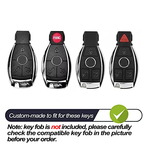 MECHCOS Compatible with Mercedes Benz C E S M CLS CLK G GL Class Smart 3 or 4 Buttons Leather Keyless Entry Remote Control Key Fob Cover Case Protector Accessories, Black - Image 2