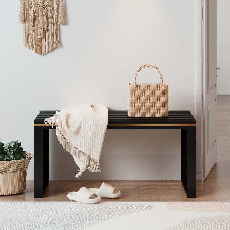 APRTAT Bamboo Dining Bench Indoor Long Entryway Shoe Rack Benchs,Outdoor Modern Wood Benches 35 Inch Bamboo Bench for Living Room Hallway Bedroom Bathroom - Image 5