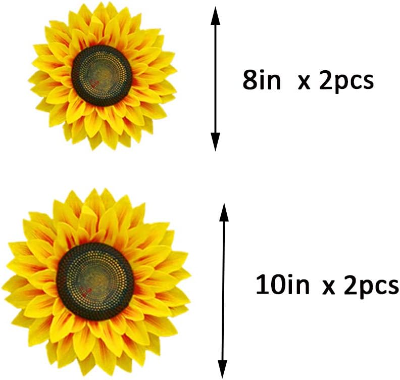 Ulfanit 3D Sunflower Wall Decals  4pcs in 8inch  10inch Lifelike Removable Art DIY Sunflower Decor for Kindergarten Birthday Party Home Girls Room - Image 2
