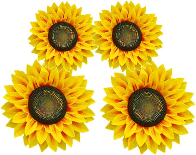 Ulfanit 3D Sunflower Wall Decals  4pcs in 8inch  10inch Lifelike Removable Art DIY Sunflower Decor for Kindergarten Birthday Party Home Girls Room - Image 1