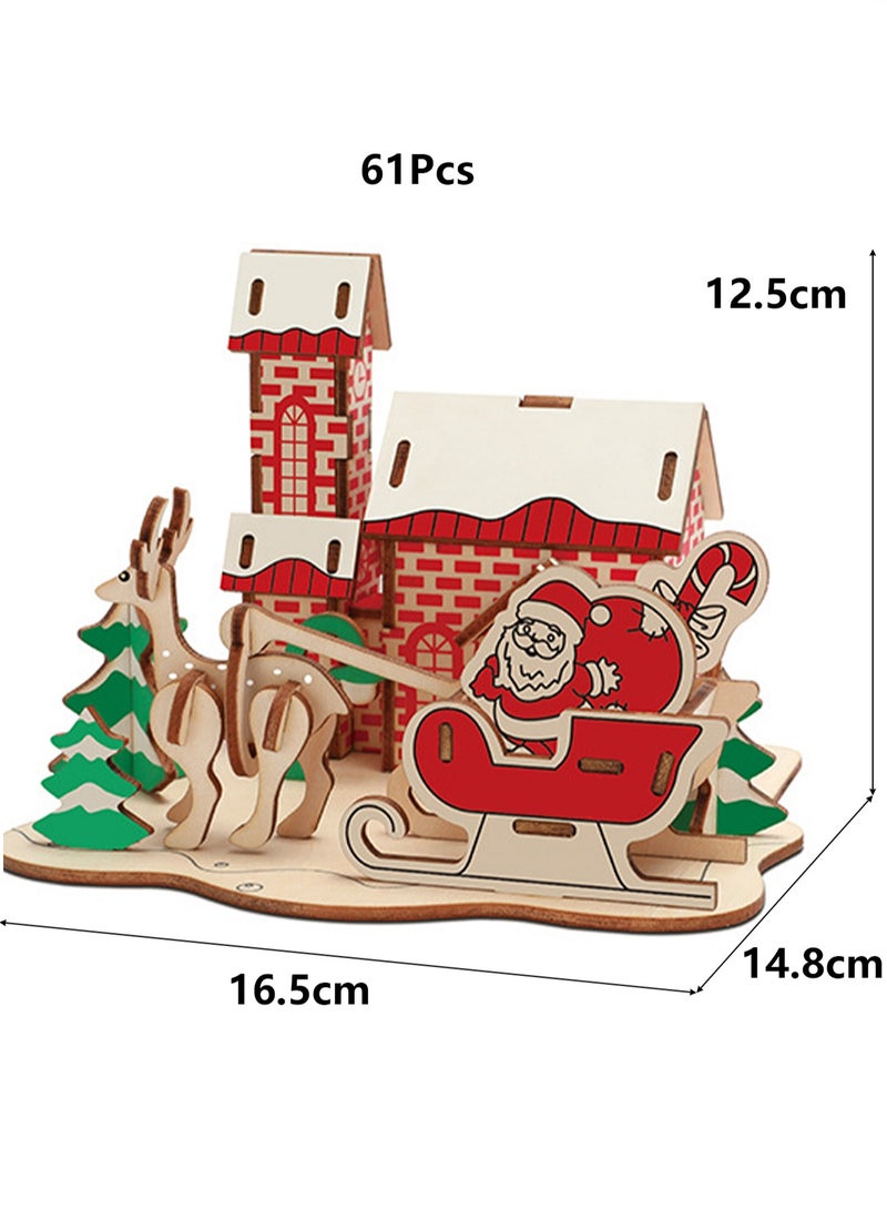 Children's Educational 3D Wooden Miniature House Self-assembly Handmade Puzzle Toys(Ode To The Winter Moon 61Pcs) - Image 2