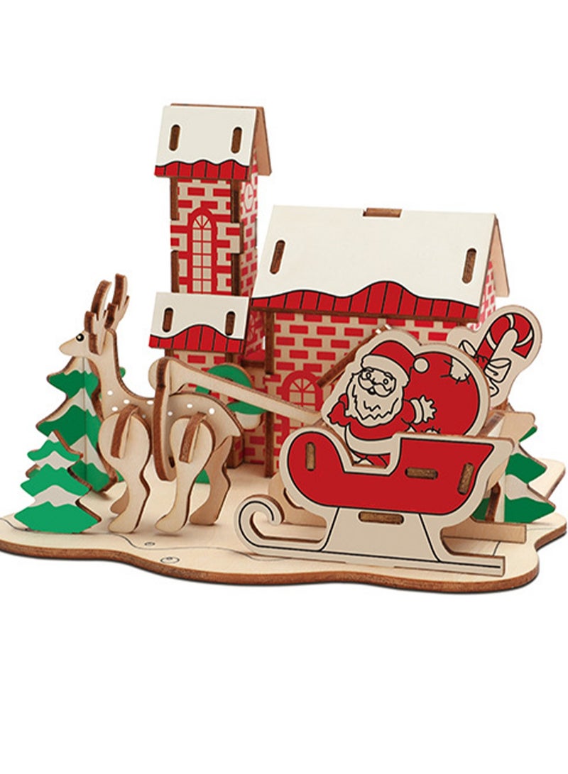 Children's Educational 3D Wooden Miniature House Self-assembly Handmade Puzzle Toys(Ode To The Winter Moon 61Pcs) - Image 1