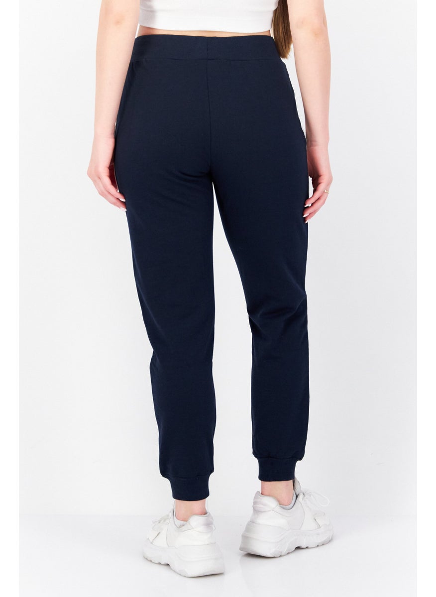 NAUTICA - Women Drawstring Brand Logo Jogger Pants, Navy Combo - Image 1