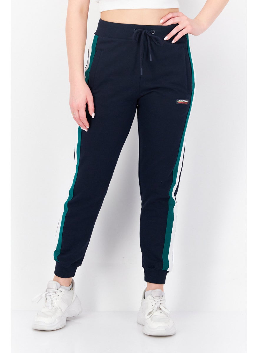 NAUTICA - Women Drawstring Brand Logo Jogger Pants, Navy Combo - Image 1