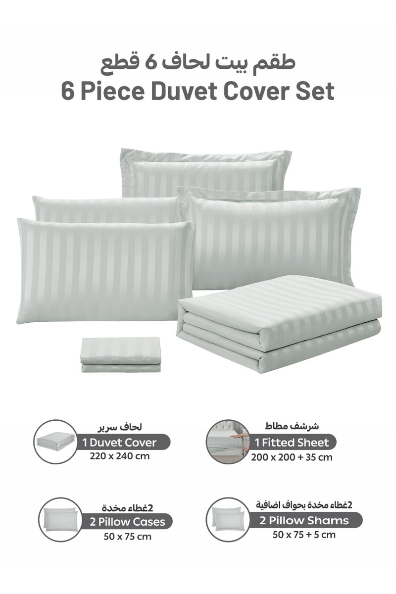 Donetella Striped Duvet Cover Set King Size Fits 200x200 cm - 6-Pcs Bed Set, Microfiber Fabric - 1 Duvet Cover, 1 Fitted Sheet, 2 Pillow Sham, 2 Pillowcase (Filler Not Included) - Image 4