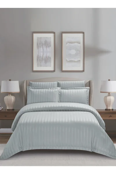 دوناتيلا Striped Duvet Cover Set King Size 220x240 cm - 6-Pcs Bed Set, Microfiber Fabric - 1 Duvet Cover, 1 Fitted Sheet, 2 Pillow Sham, 2 Pillowcase (Filler Not Included)