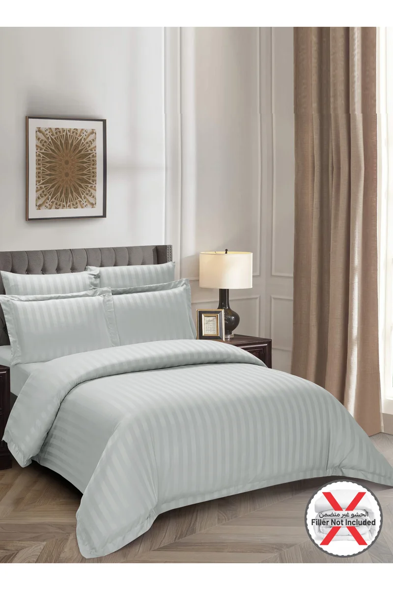 دوناتيلا Striped Duvet Cover Set King Size 220x240 cm - 6-Pcs Bed Set, Microfiber Fabric - 1 Duvet Cover, 1 Fitted Sheet, 2 Pillow Sham, 2 Pillowcase (Filler Not Included)