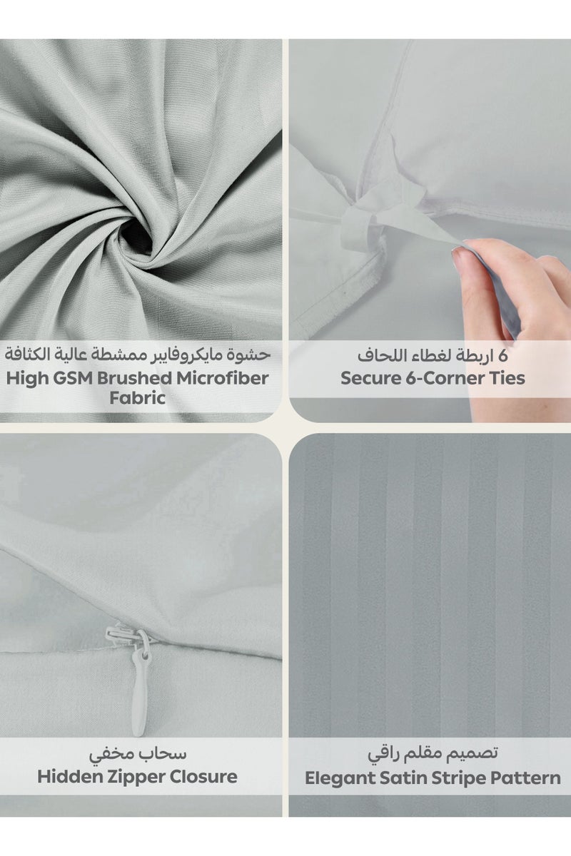 Donetella Striped Duvet Cover Set King Size Fits 200x200 cm - 6-Pcs Bed Set, Microfiber Fabric - 1 Duvet Cover, 1 Fitted Sheet, 2 Pillow Sham, 2 Pillowcase (Filler Not Included) - Image 5