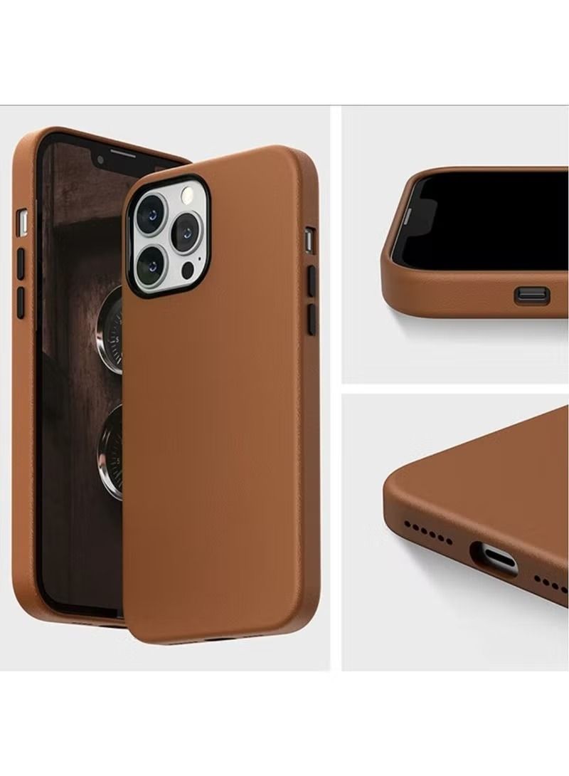 إيف حافظة جلدية من مجموعة Noble لهاتف iphone 14 pro max تغطية كاملة بني - Image 2