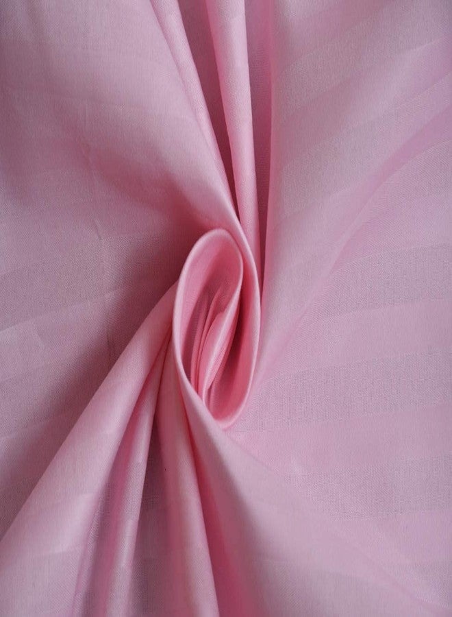 Decoholic 210 TC Glace Cotton Satin Stripes Plain Bed Sheet for Double Bed King Size with Two Pillow Covers for Home-Hotels (90x100 Inch) (Pink) - Image 2