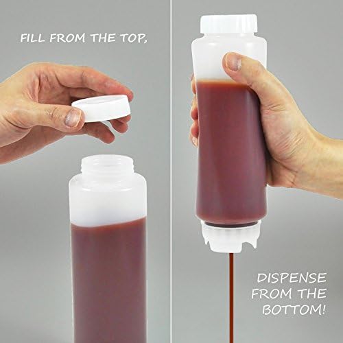 FIFO FIFO Squeeze Bottle Refillable 12 oz  Blue Tip Large Valve Dispenser for Thick Condiments Sauces Batter and Dressing  Self Sealing No Drip No Hassle  3 Pack  - Image 4