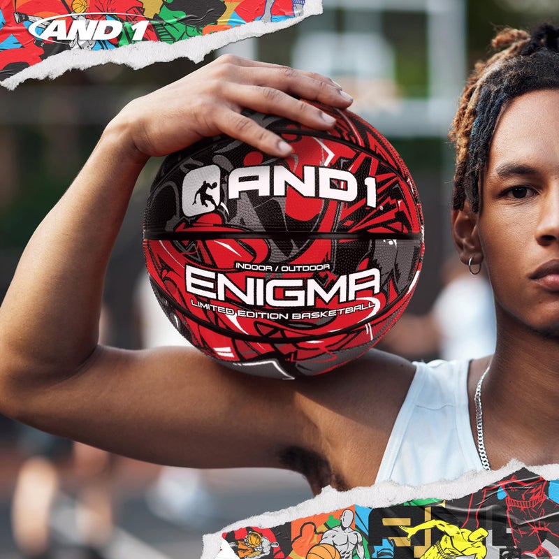 AND1 Enigma Rubber Basketball: Official Regulation Size 7 (29.5 inches) Street Basketball - Deep Channel Construction Streetball, Made for Indoor Outdoor - Image 4