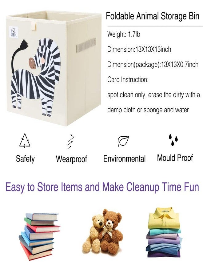CLCROBD Foldable Animal Cube Storage Bins Fabric Toy Box/Chest/Organizer for Toddler/Kids Nursery, Playroom, 13 inch (Zebra) - Image 3