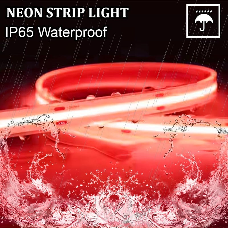 fizzytech fizzytech LED Neon Light 12 Volt Adaptor 5 Meter Neon Light Flat Silicone Neon Rope Light Flexible Cuttable String IP65 Waterproof Neon LED Strips Lights of Home Decoration Neon Red  - Image 2