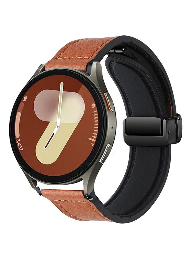 VINSOC Leather Silicone Bands for Samsung Galaxy Watch 7/6/5/4 Band 40/44mm Galaxy Watch 6 Classic Bands 43mm 47mm, 20mm Magnetic waterproof Adjustable Leather Bands for Galaxy Watch 7/6/5/4 and Huawei GT2 GT3/42mm - Image 2