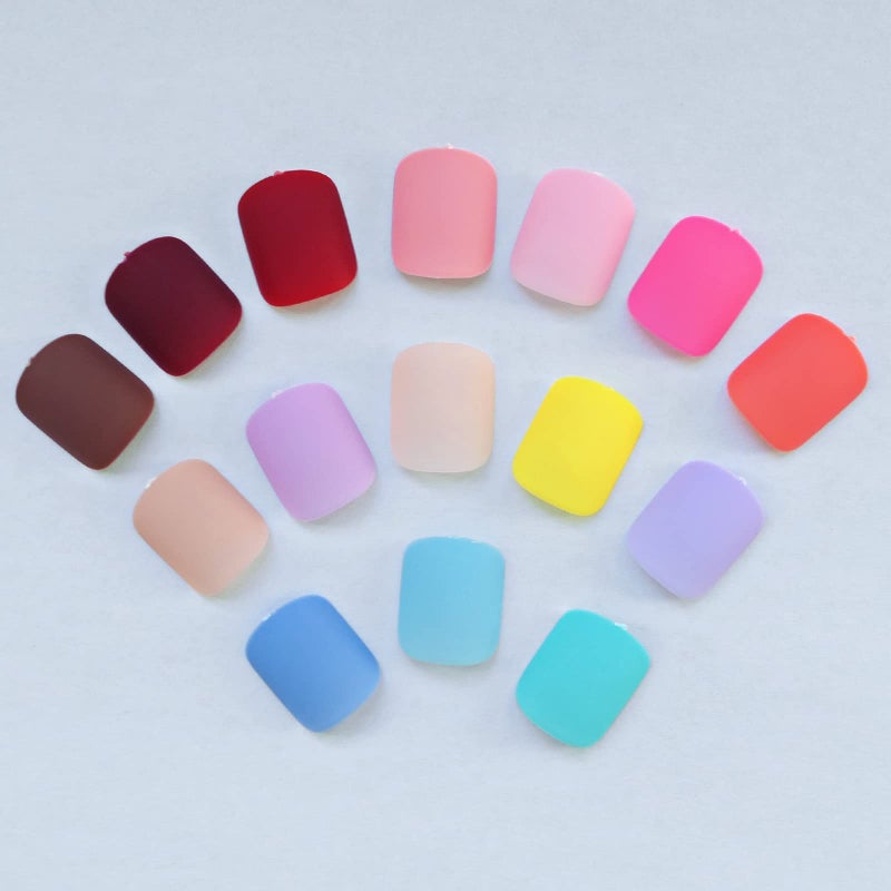 LuckForever 360pc Kids Press on Nails Matte Short Square Fake Acrylic Nails Tips Full Cover French Colored Artificial Fingernails Manicure Decor for Kids Girls Women Nail Design - Image 3