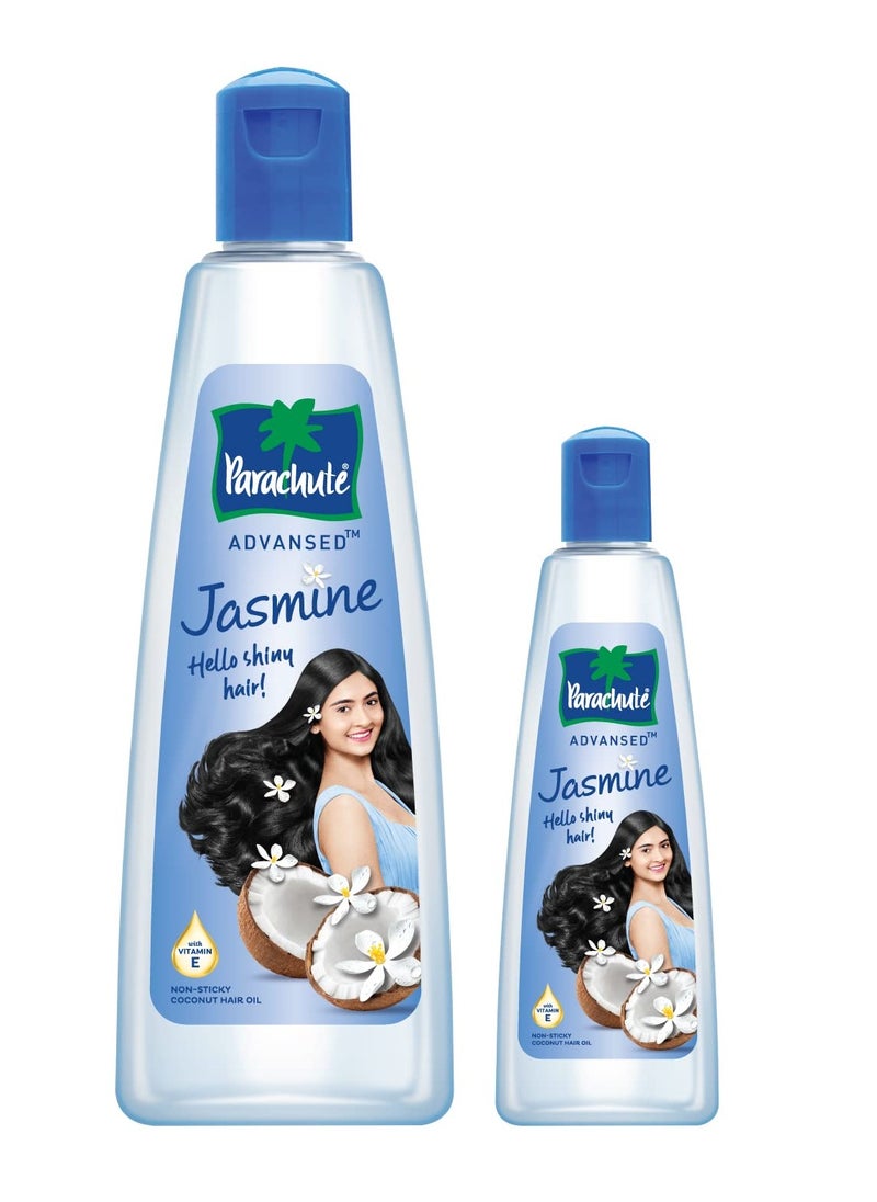 Parachute Parachute Advansed Jasmine Coconut Hair Oil with Vitamin E for Healthy Shiny Hair Non sticky 400ml And 90ml Pack Of 2  - Image 1