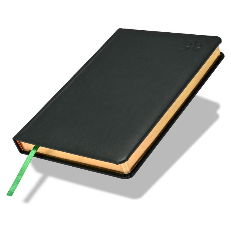 FIS 2026 Golden A5 Diary, 148x210mm, 1 Side Padded Italian PU Cover Materials, Round Corners, Gold Gilded Edges, Arabic/English, 70gsm Italian Ivory Paper, Green Cover - FSDI19AEG26GR - Image 1