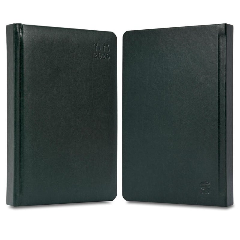 FIS 2026 Golden A5 Diary, 148x210mm, 1 Side Padded Italian PU Cover Materials, Round Corners, Gold Gilded Edges, Arabic/English, 70gsm Italian Ivory Paper, Green Cover - FSDI19AEG26GR - Image 2