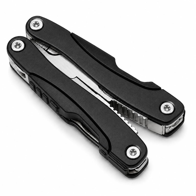 12 in 1 Folding Multifunctional Tool – Multi-Tool Pliers with Screwdrivers, Opener & Built-in Gauge – Maintenance and Repair Tool for Camping, Travel, and Daily Use (Black, Large) - Image 1